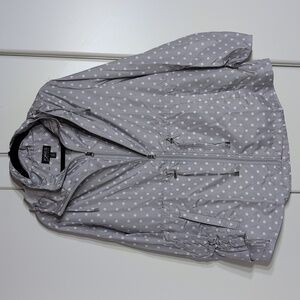Jones New York Rain Jacket Light Grey With White Mini Dots